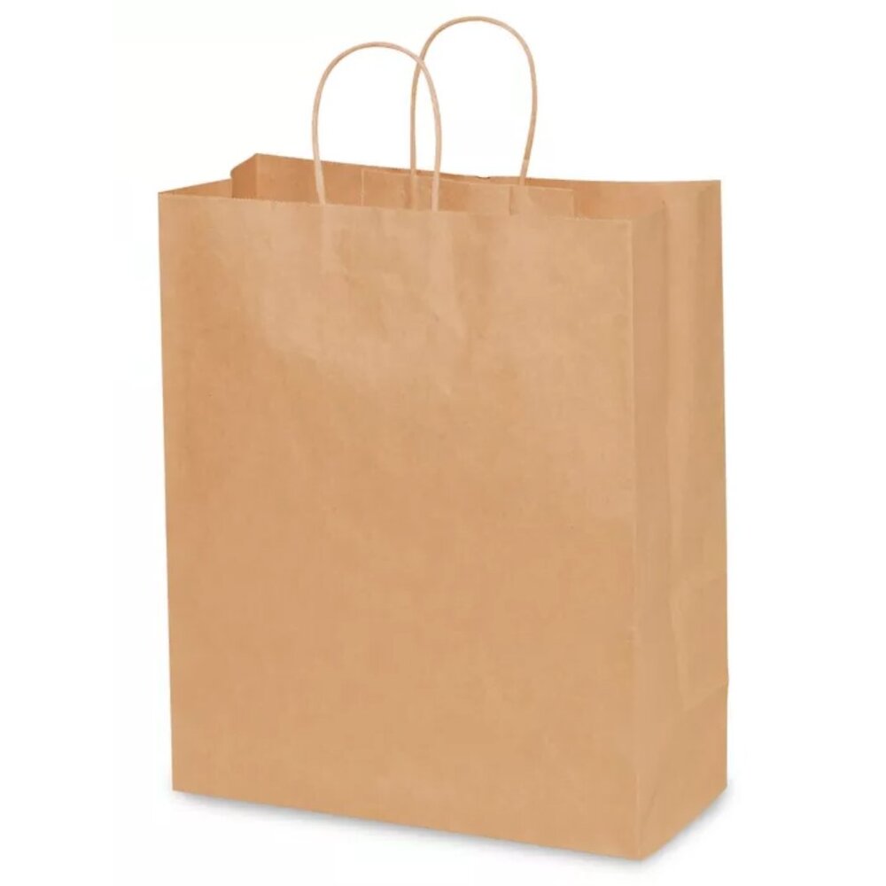 Greenii 50 Kraft Brown Paper With Handles Kraft 13 * 6 * 15 Party Gift Bags